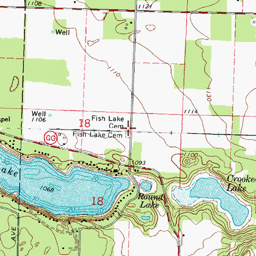 Topographic Map of Fish Lake Cemetery, WI