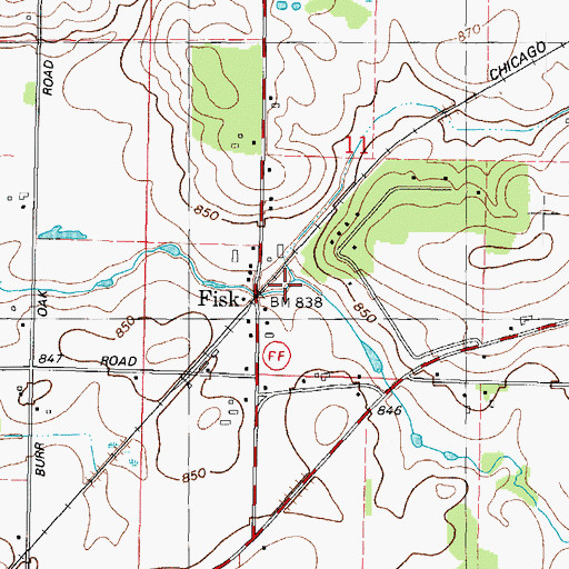 Topographic Map of Fisk, WI