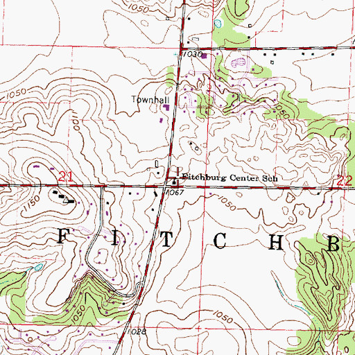 Topographic Map of Fitchburg Center School, WI