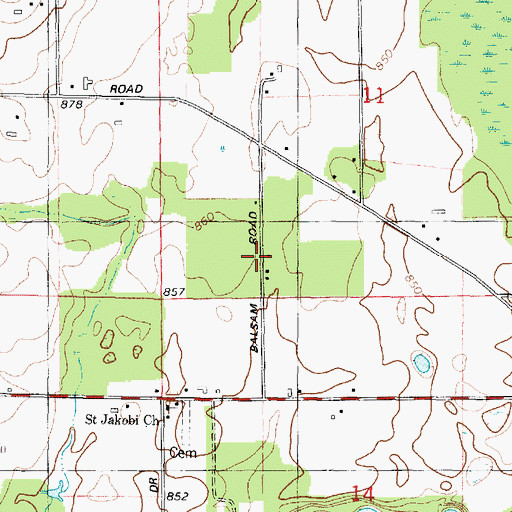 Topographic Map of Forest School, WI