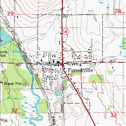 Topographic Map of Forestville, WI