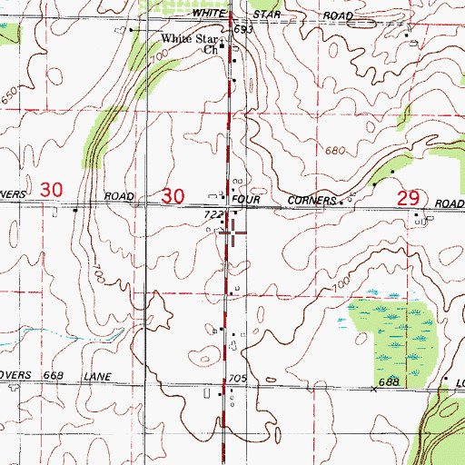 Topographic Map of Four Corners School, WI