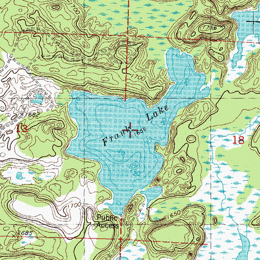 Topographic Map of Frank Lake, WI