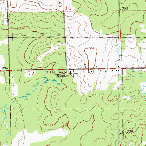 Topographic Map of Full Gospel Mission, WI