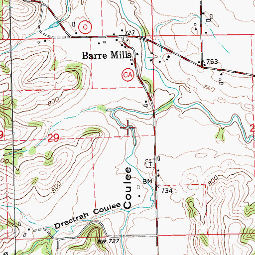 Topographic Map of Garbers Coulee, WI