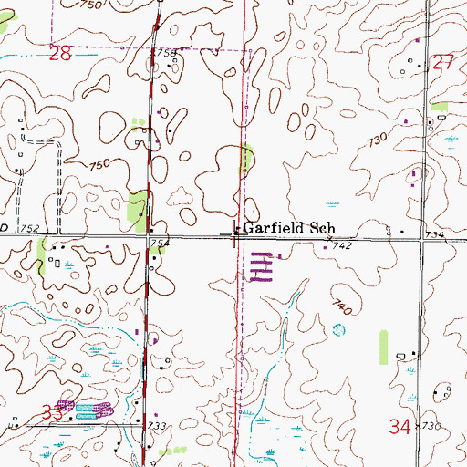 Topographic Map of Garfield School, WI