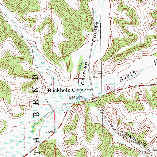 Topographic Map of German Coulee, WI
