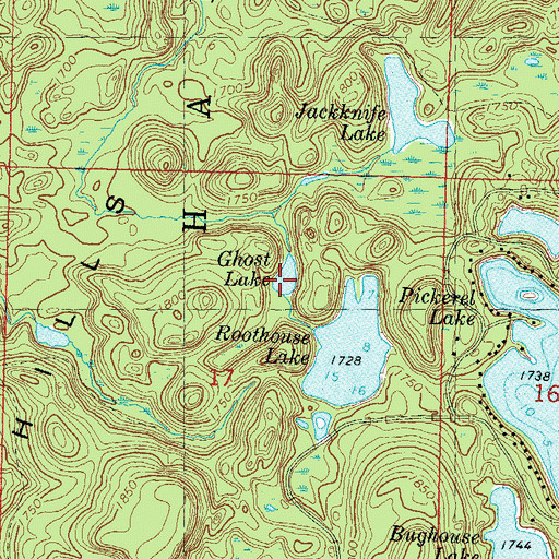 Topographic Map of Ghost Lake, WI