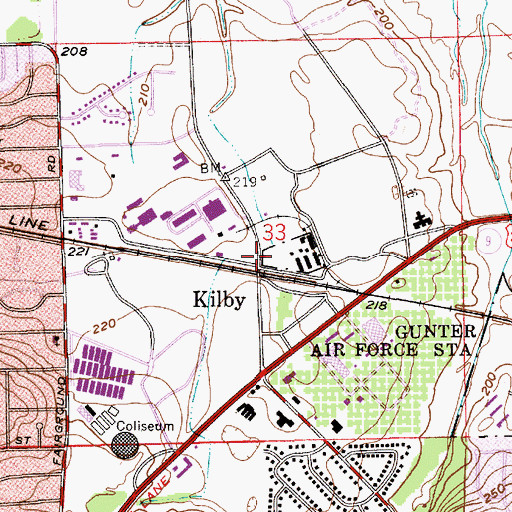 Topographic Map of Kilby, AL