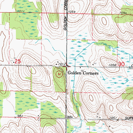 Topographic Map of Golden Corners, WI