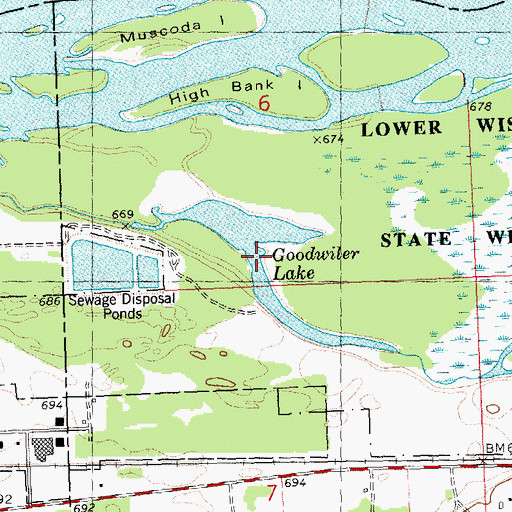 Topographic Map of Goodwiler Lake, WI