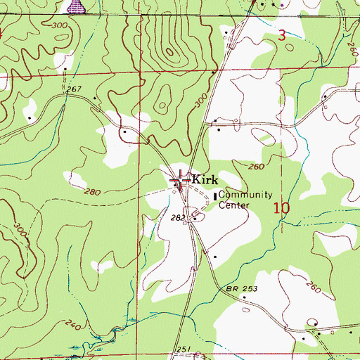Topographic Map of Kirk, AL