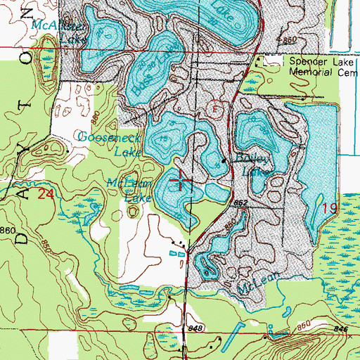 Topographic Map of Gooseneck Lake, WI
