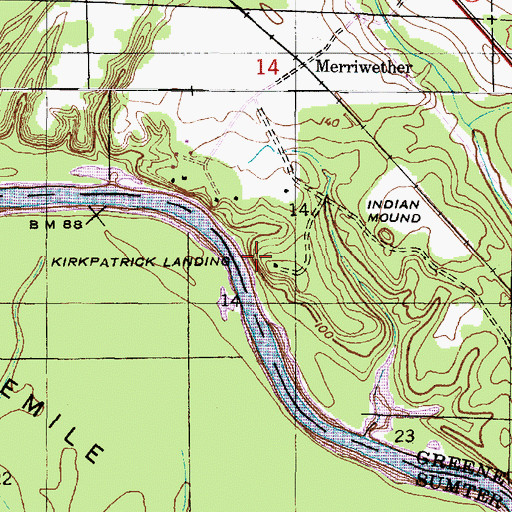 Topographic Map of Kirkpatrick Landing, AL
