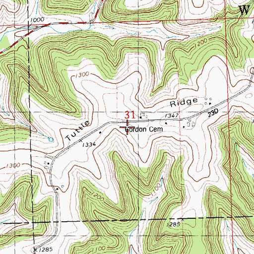 Topographic Map of Gordon Cemetery, WI