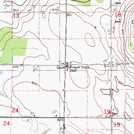 Topographic Map of Gospel Truth Hall, WI