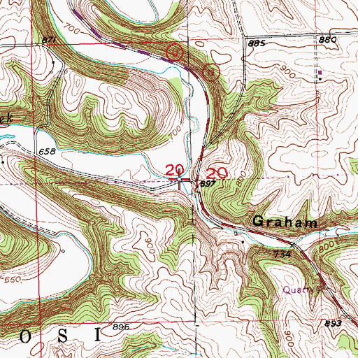 Topographic Map of Graham Hollow, WI