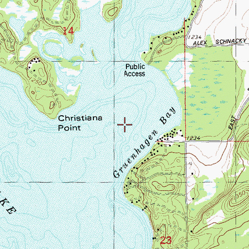 Topographic Map of Gruenhagen Bay, WI