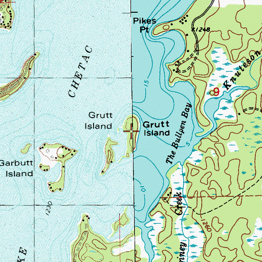 Topographic Map of Grutt Island, WI