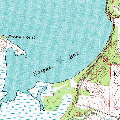 Topographic Map of Haights Bay, WI