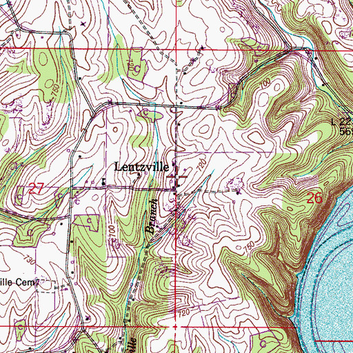 Topographic Map of Lentzville, AL
