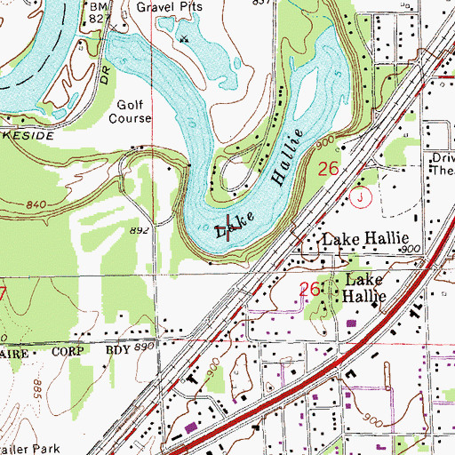Topographic Map of Lake Hallie, WI