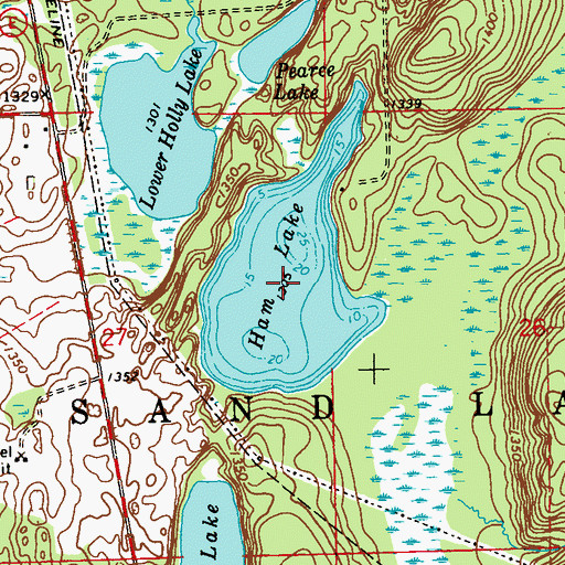 Topographic Map of Ham Lake, WI