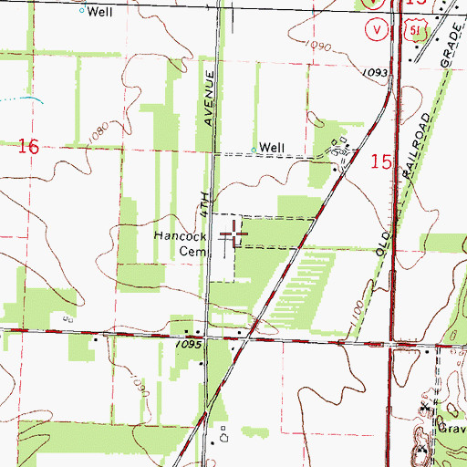 Topographic Map of Hancock Cemetery, WI