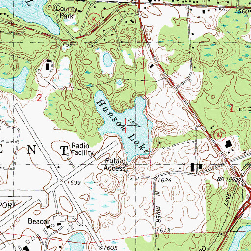 Topographic Map of Hanson Lake, WI