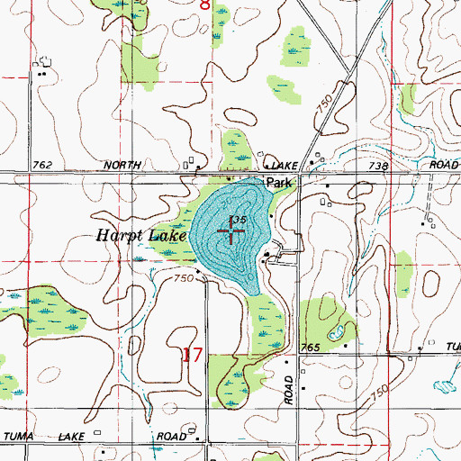 Topographic Map of Harpt Lake, WI
