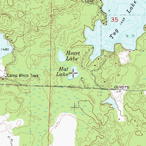 Topographic Map of Hat Lake, WI