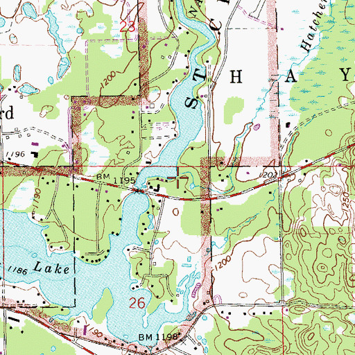 Topographic Map of Hatchery Creek, WI