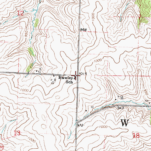 Topographic Map of Hawley School, WI