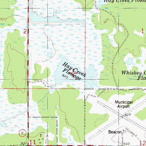 Topographic Map of Hay Creek Flowage, WI