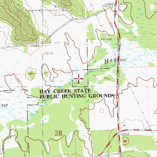 Topographic Map of Hay Creek State Public Hunting Grounds, WI