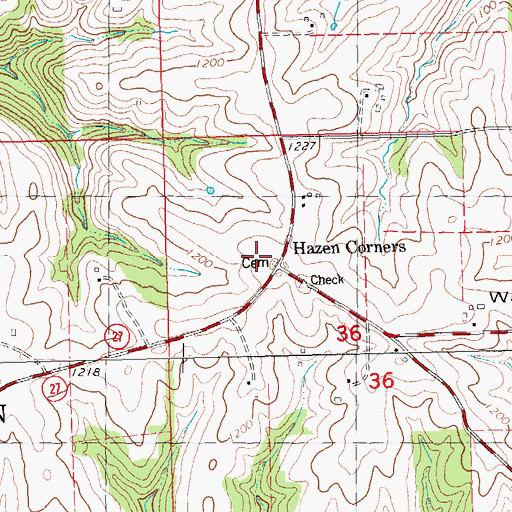 Topographic Map of Hazen Corners, WI