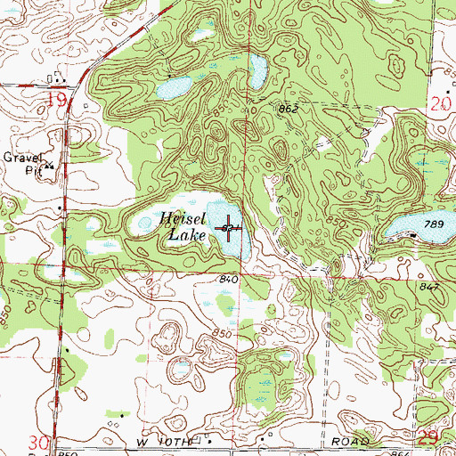 Topographic Map of Heisel Lake, WI