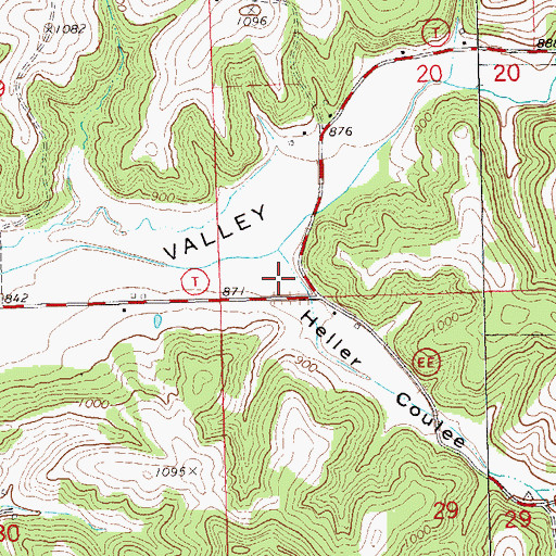 Topographic Map of Heller Coulee, WI