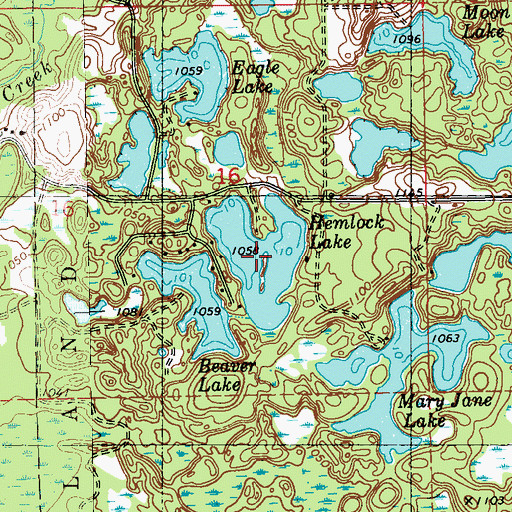 Topographic Map of Hemlock Lake, WI