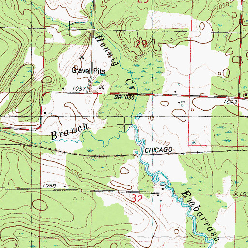 Topographic Map of Hennig Creek, WI