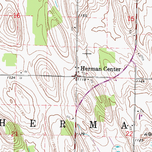 Topographic Map of Herman Center, WI