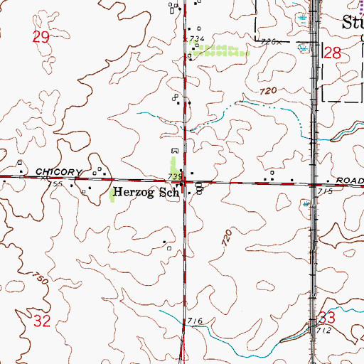 Topographic Map of Herzog School, WI