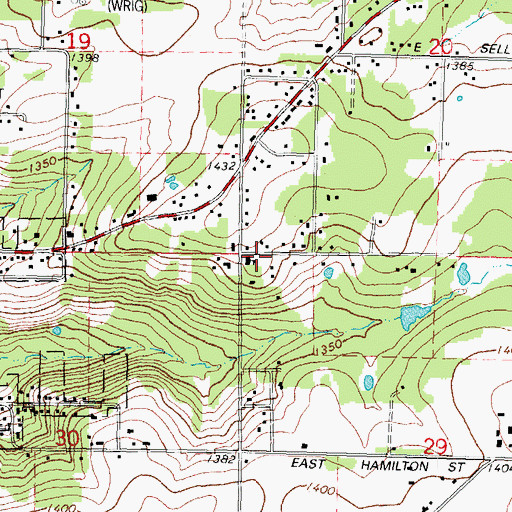 Topographic Map of Highland Grove School, WI