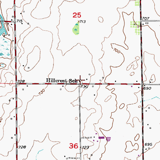 Topographic Map of Hillcrest School (historical), WI