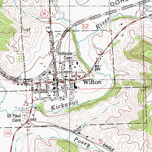 Topographic Map of Hillside Cemetery, WI