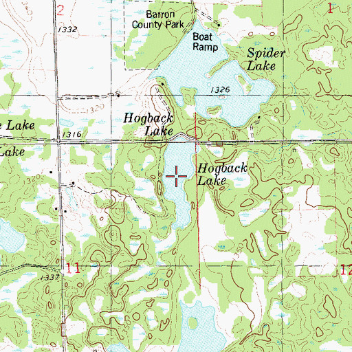 Topographic Map of Hogback Lake, WI