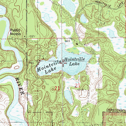 Topographic Map of Hoinville Lake, WI