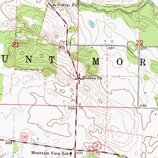 Topographic Map of Holden Church, WI