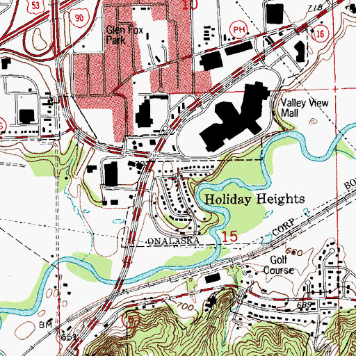 Topographic Map of Holiday Heights, WI