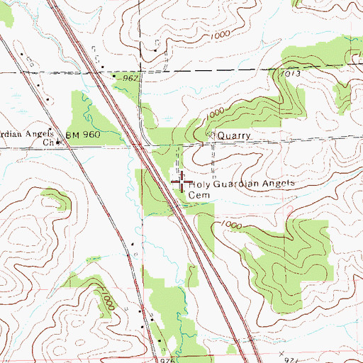 Topographic Map of Holy Guardian Angels Cemetery, WI